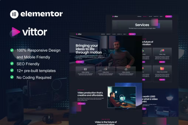 Vittor – 视频制作服务 Elementor Pro 模板套件-myforexstore