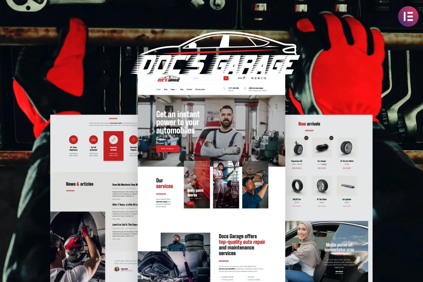 Doc’s Garage – 汽车维修服务 Elementor Template kit-myforexstore