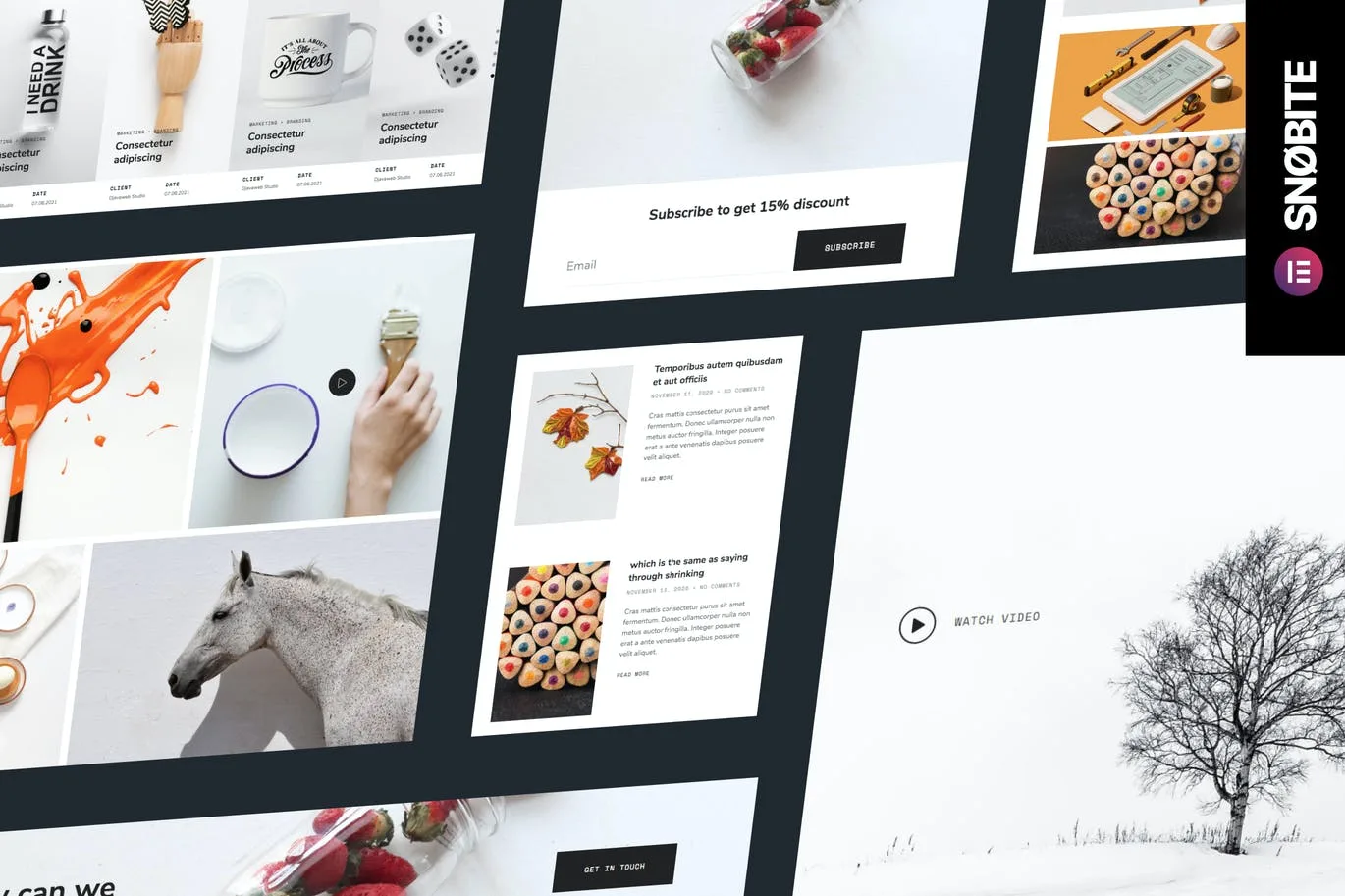 Snobite –清洁和最少的作品组合 Elementor Template kit-myforexstore